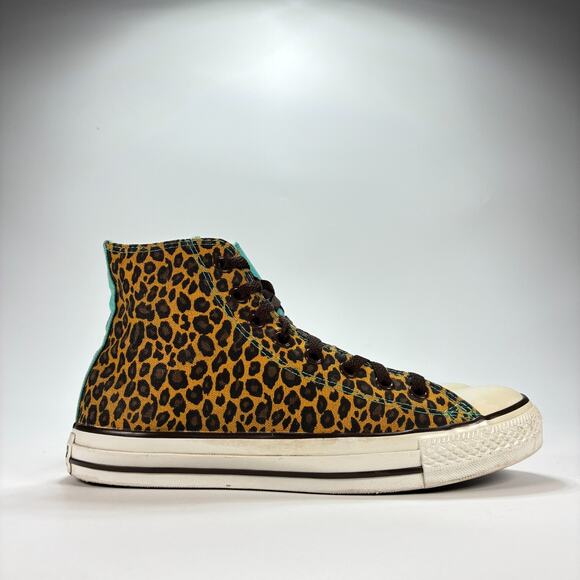 Converse Chuck 70 Hi Varsity Remix Brown Cheetah High Top Sneakers Womens Sz 9.5 - Picture 1 of 10